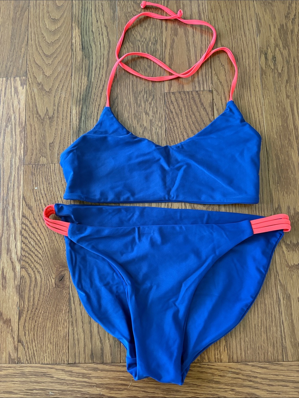 Blue and Coral Two-Piece Bikini Set - Women
